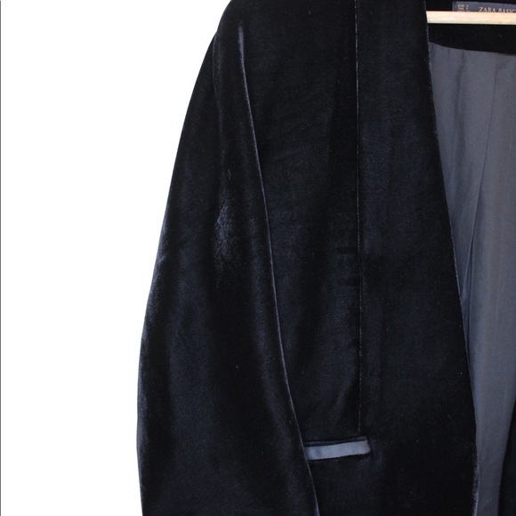 Zara Black Velvet Open Blazer Small Preowned - Picture 2 of 5